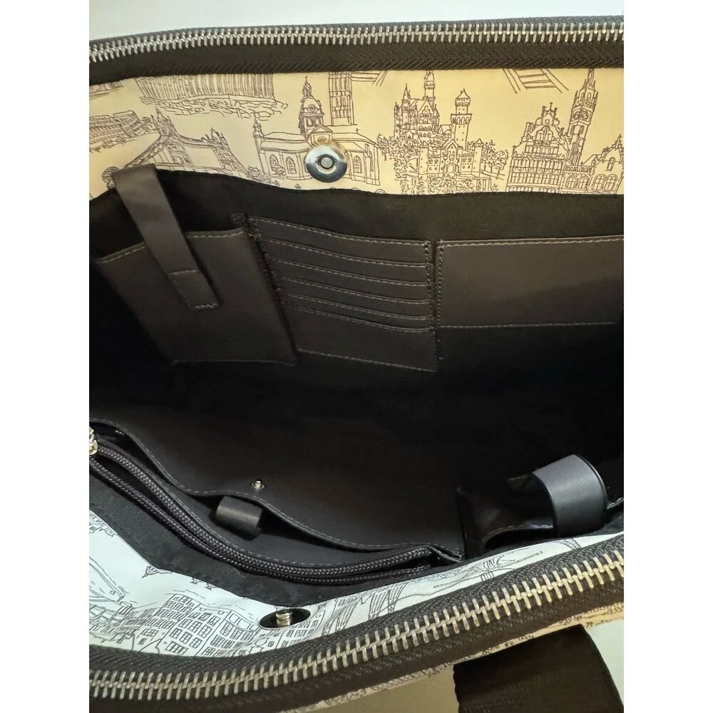 Parfois Laptop Bag Paris Monuments Print Black White Soft Side School Work